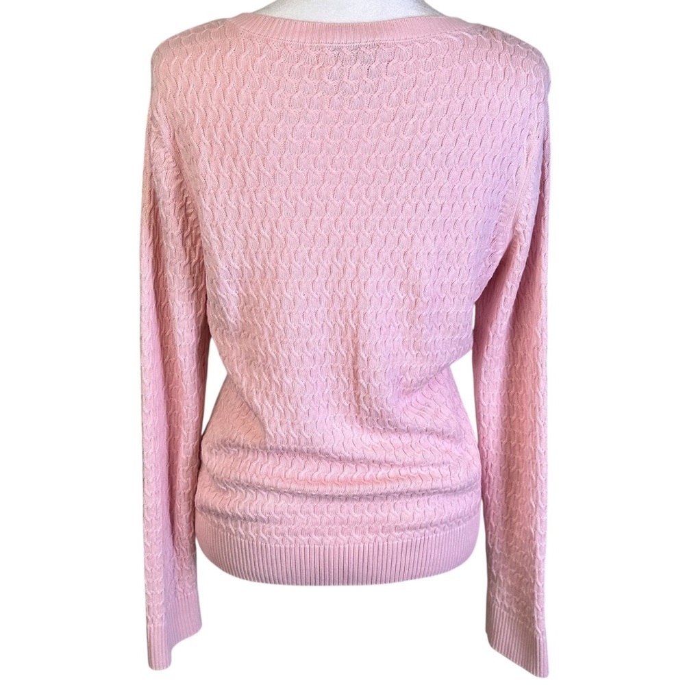Talbots Pima Cotton Cable Knit V-Neck Sweater Size S - Picture 5 of 10